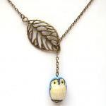 Antiqued Brass Leaf Blue O..